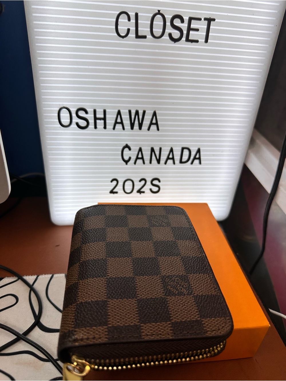 Brown Checker Zip Wallet - Men Bags - Picture 2 of 4